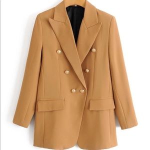Lapel Collar Double Breasted Blazer
